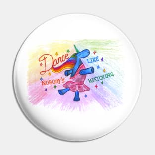 Dancing cute blue rainbow unicorn Pin