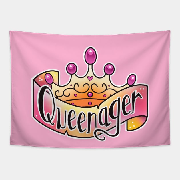 queenager tattoo banner and tiara Tapestry by weilertsen