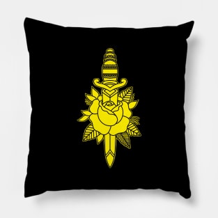 HomeSchoolTattoo dagger and Rose (YELLOW) Pillow