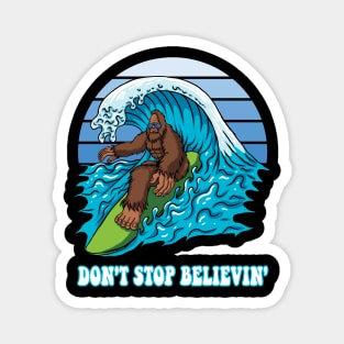 Bigfoot Surfing Don't Stop Believin' Magnet