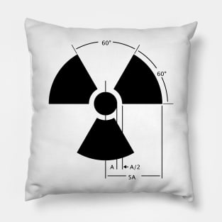 Warning Radiation Sign Design Black on White Pillow