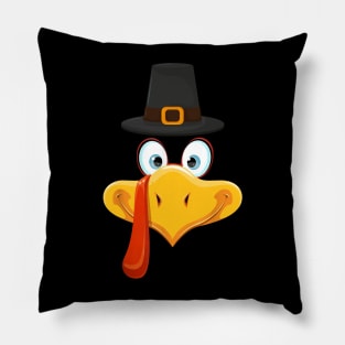 Cute Turkey Face Thanksgiving Mens Boys Kids Pillow