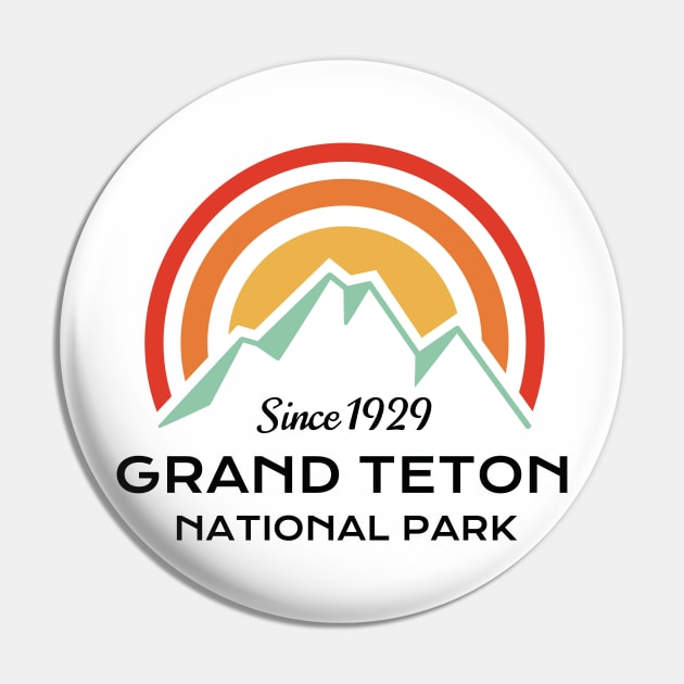 Grand Teton National Park Retro Pin by roamfree