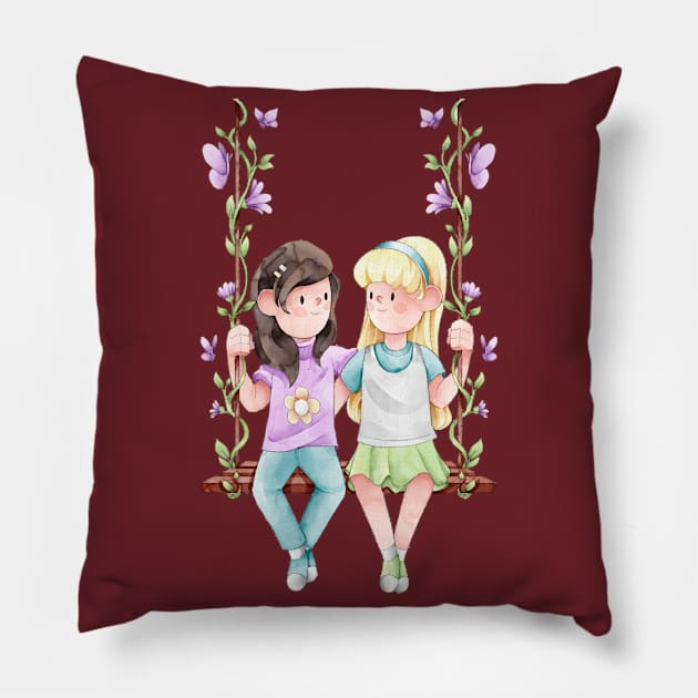 Friendship Girl Pillow by Mako Design 