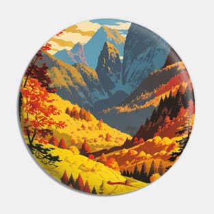 River Flowing Through a Yellow Autumn Scene Pin