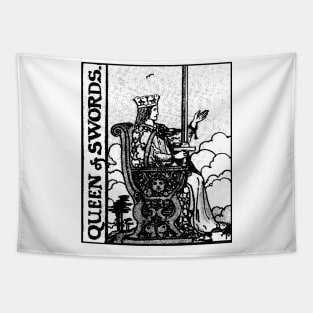 Queen of Swords Tarot Card Rider Waite Black and White Tapestry