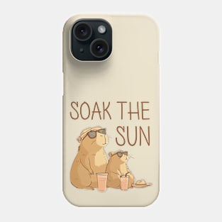 Sunbathing capybaras soak the sun Phone Case