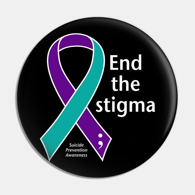 Suicide prevention: End the stigma ribbon, white type Pin by Just Winging It Designs