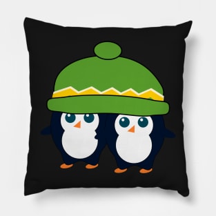 When two cute penguins find a beanie Pillow