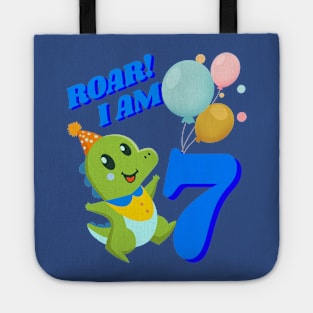 7th Birthday Child Kid Dino Dinosaur ROAR Tote