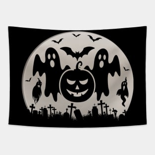 Spooky Moon Halloween Witch Monster Ghost Pumpkin 13 Tapestry