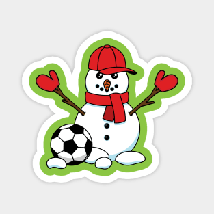 Funny Snowman with Soccer Ball Magnet
