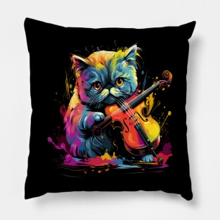 Exotic Shorthair Playing Violin Pillow