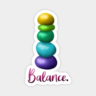 Balance. (Shiny Rainbow Stacked Rocks) Magnet