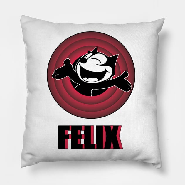 Felix the Cat Cartoon | Cat Arms Outstretched Red Vintage Retro Pillow by VogueTime