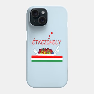 Hungary Eatery Design on Light Blue Background Phone Case