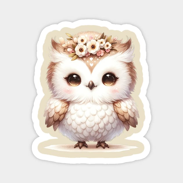 Cute Fluffy Baby Owl Magnet by dcohea