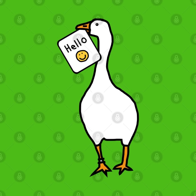 White Goose with Stolen Hello Greeting by ellenhenryart