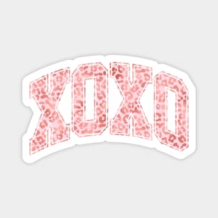XOXO Varsity Letter Glamour Cheetah Pink Gold Magnet