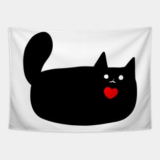 Black Cat Red Heart Tapestry