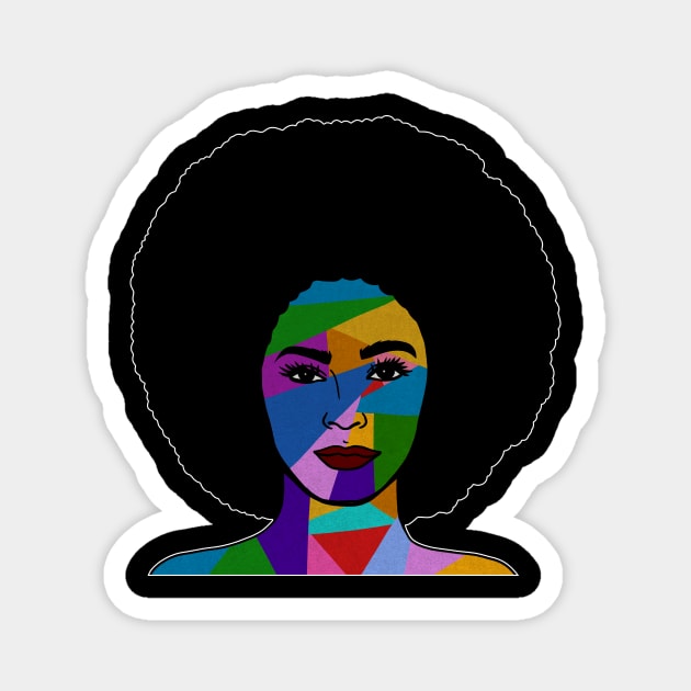 Colorful Afro Woman, African Style Magnet by logiamerch
