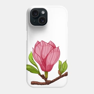 branch of pink magnolia Phone Case