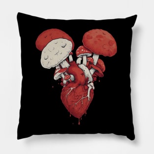 Mushroom Love Anatomical Heart with Fungi Pillow