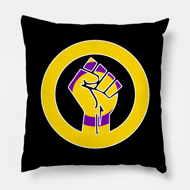 Black Lives Matter Fist Circled LGBTQ Flag Intersex Pillow by aaallsmiles