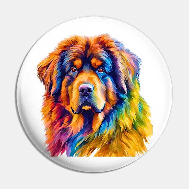 Pop-Art Tibetan Mastiff Impressionism Pin by Doodle and Things