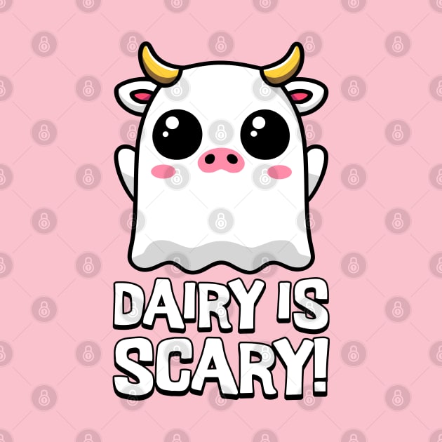 Dairy Is Scary! Cute Ghost Cow Cartoon by Cute And Punny