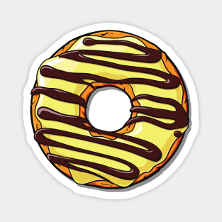 Yellow Donut, Doughnut, Chocolate, Icing, Frosting Magnet