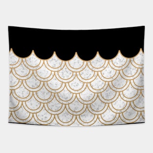 Modern minimalist black & gold fish scales pattern Tapestry