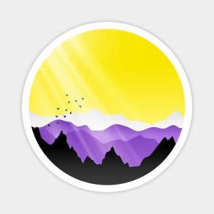 Non Binary Sunrise Mountains Landscape Magnet