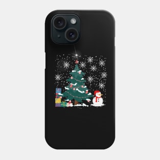 Snowman with Christmas tree and gifts Phone Case