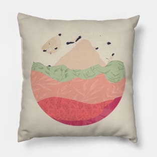 Shades of pink abstract mountain landscape Pillow