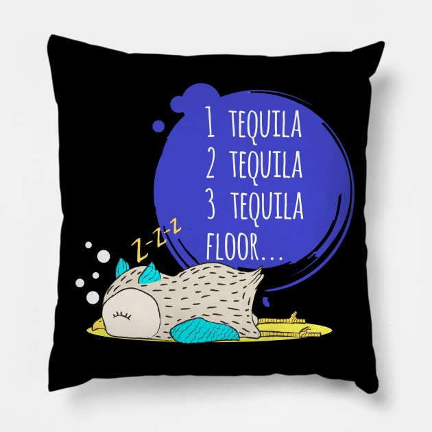 Funny Alcohol Tequila Lover Quote - Cute Drunk Owl Pillow by Squeak Art