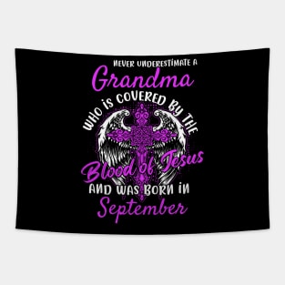 Christian Grandma who was Born in September Birthday Faith Gift Tapestry