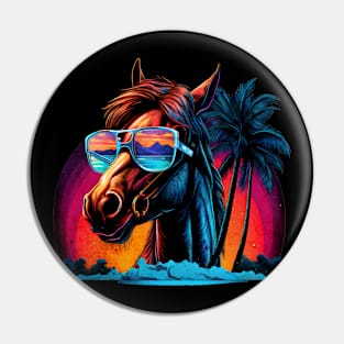 Retro Wave American Horse Good Vibes Pin