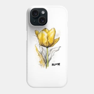 Yellow Tulip Bloom Watercolor Phone Case