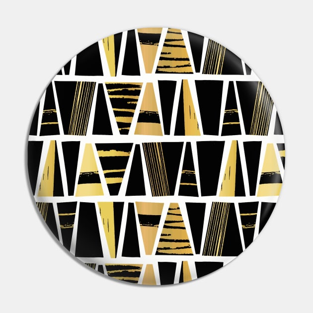 Golden and Black Block Stripes Pin by Sandra Hutter Designs