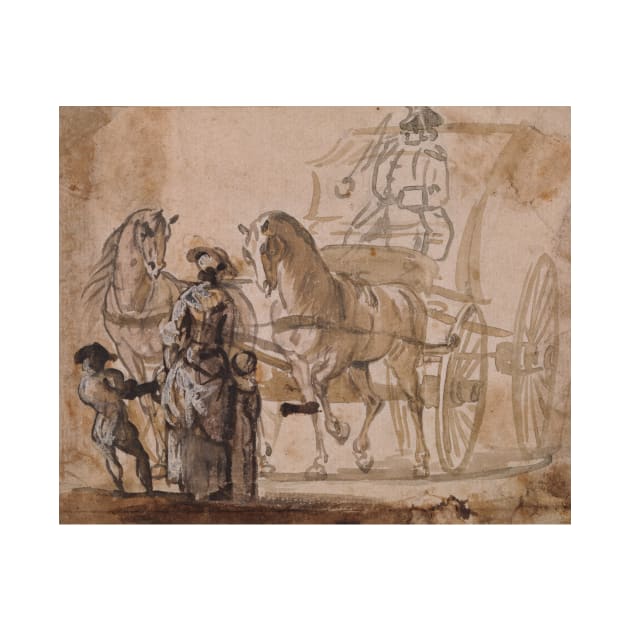 A Carriage and Pair, with Coachman by Paul Sandby by Classic Art Stall