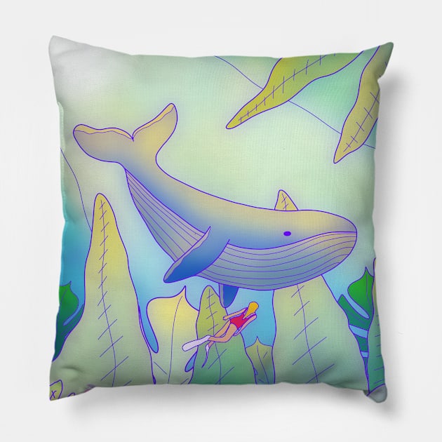 The Big whale Pillow by Swadeillustrations