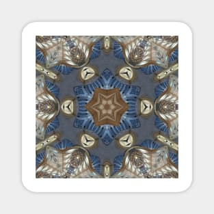 star shaped art nouveau styled pattern in grey brown blue and beige Magnet