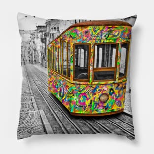 EXTRA - Lisbon Tram Revisited - Colorful Pillow