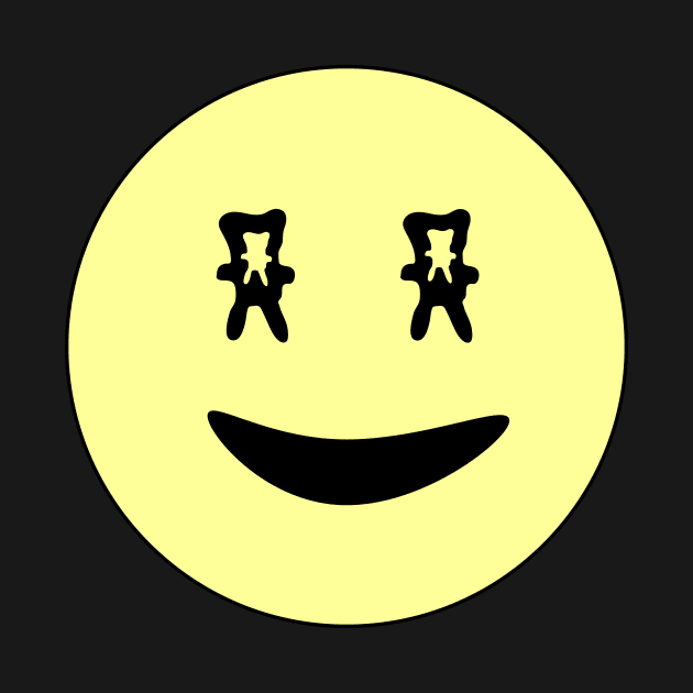 Classic retro Smiley Face Emoji with Upside-down Bunny Eyes by jumitu404