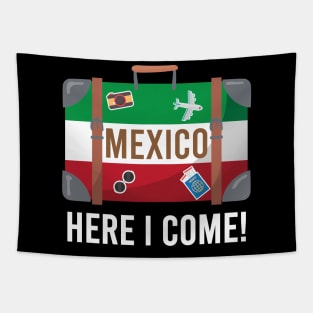 I love Mexico. Mexico flag suitcase travel design Tapestry