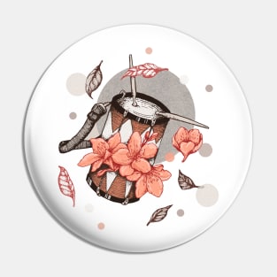 Drum and flowers Pin