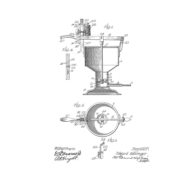 Cake or Dough Filling Device Vintage Patent Hand Drawing by TheYoungDesigns