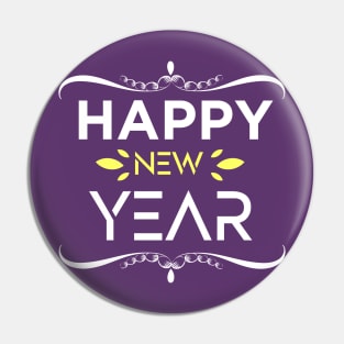 Happy New Year Typo Illustration Pin