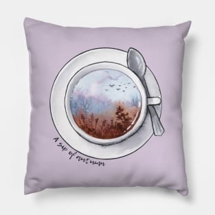 A sip of autumn - dark text Pillow